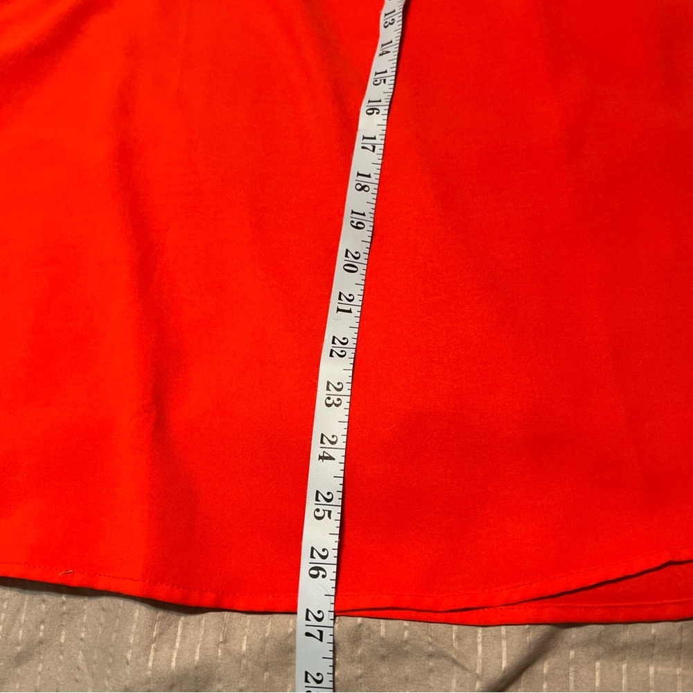 Coral Red Flowy V-Neck Women's Size XL Blouse Top 3/4 Bell Sleeves - Picture 6 of 11
